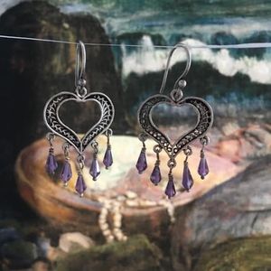 131: Heart Earrings Amethyst/Sterling Silver